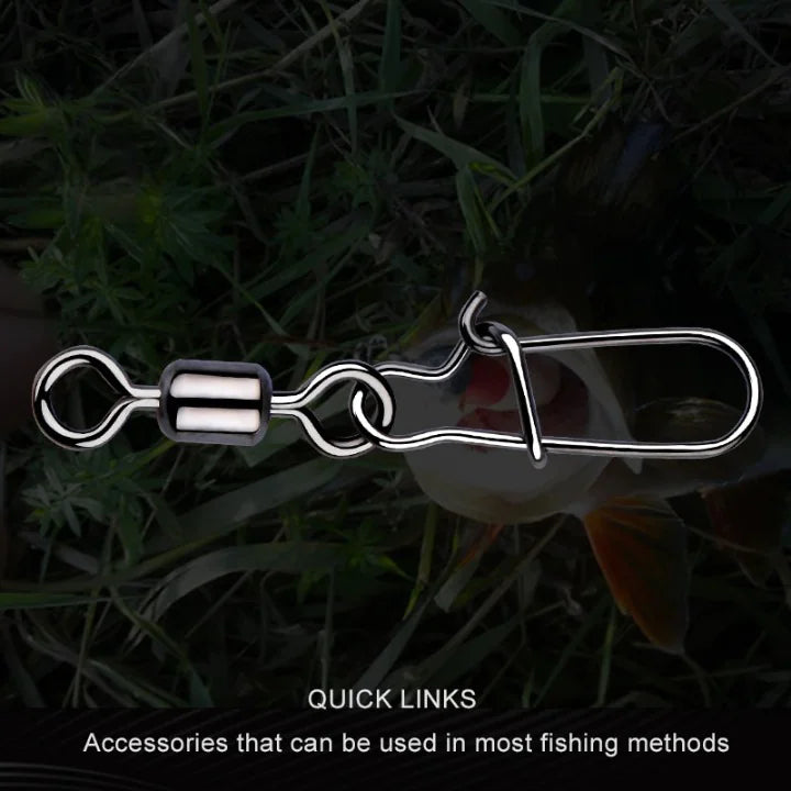 50 Pieces Fishing Swivel Stainless Steel With Snap Fishhook