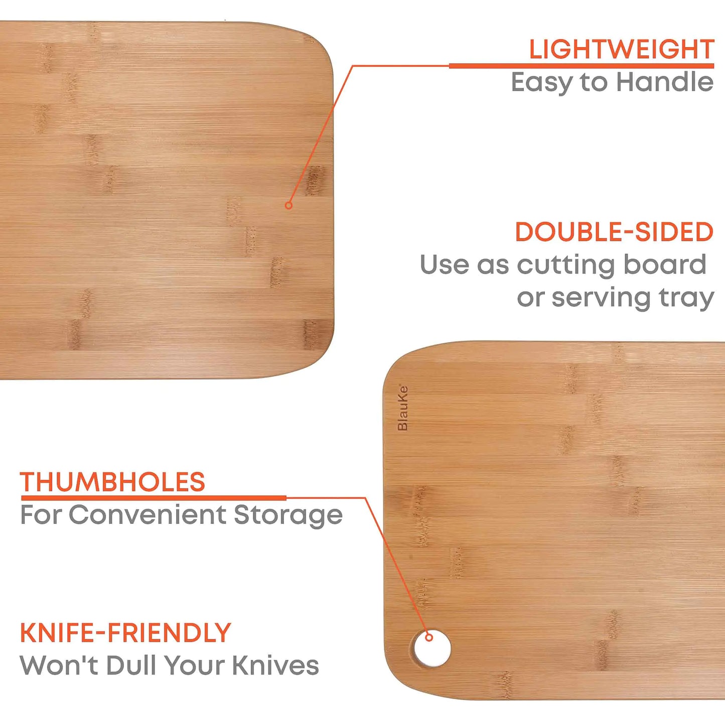 Wooden Cutting Boards for Kitchen - Bamboo Chopping Board Set of 3