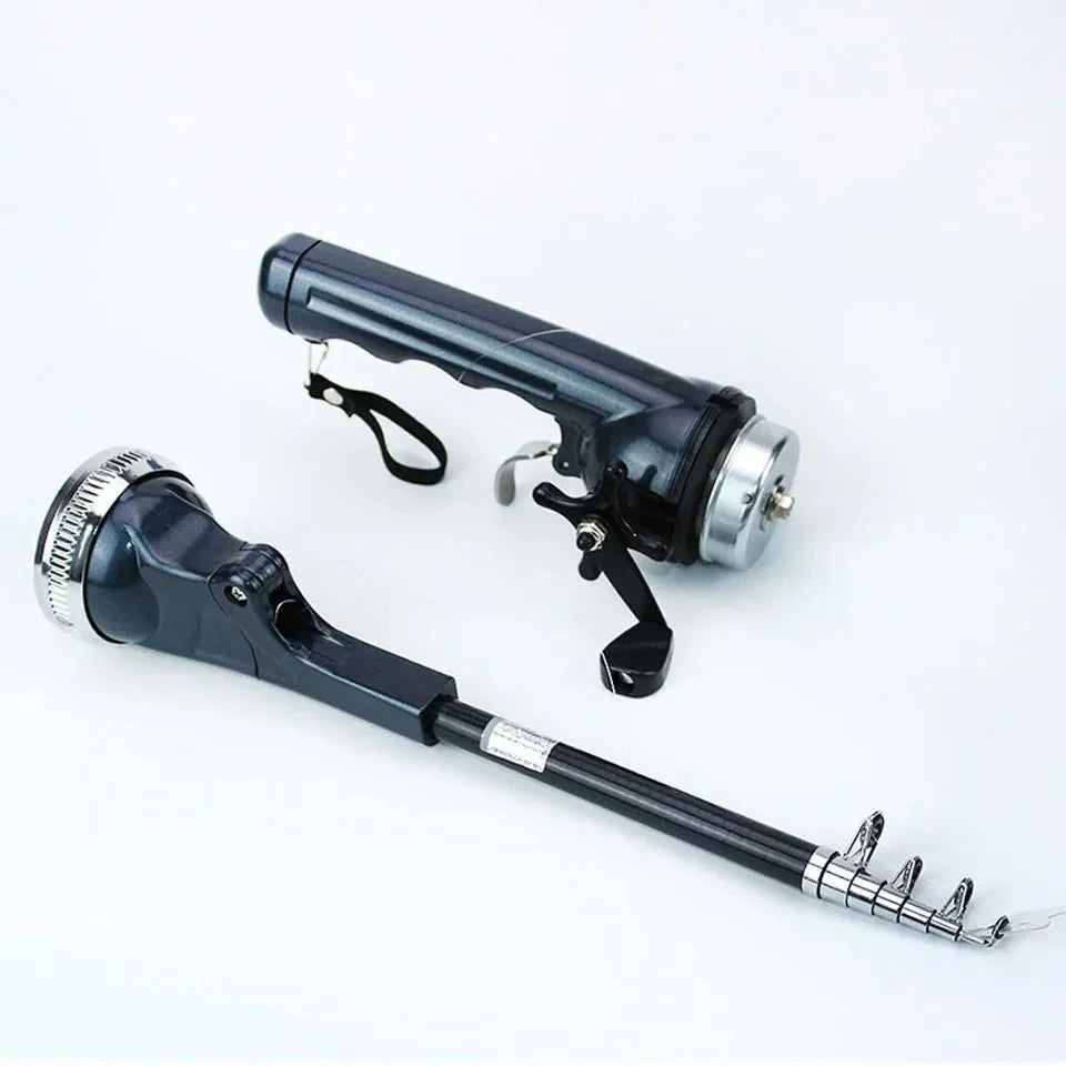 Portable Folding Telescopic Fishing Rod with Stainless Steel Built-in Reel